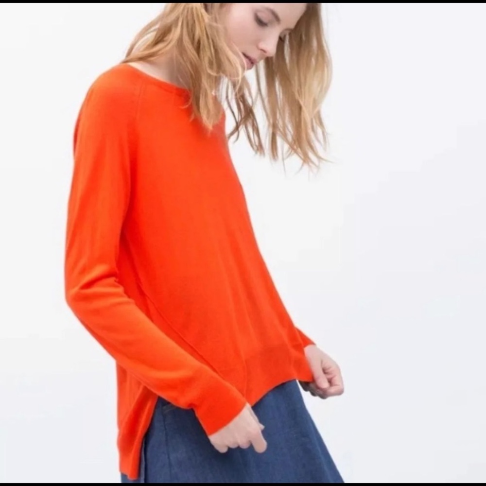Zara Orange Lightweight Long Sleeved Sweater | S - Picture 2 of 9